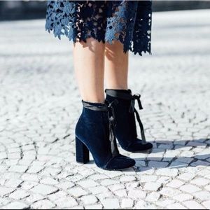 Zara Blue Suede Ankle Boots